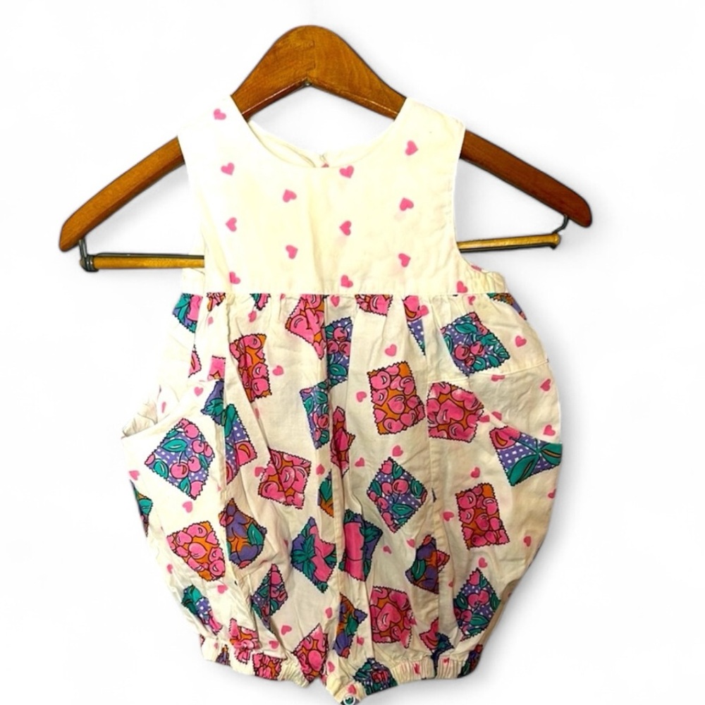 VTG Heart and Floral Patterned Kids Romper 3T